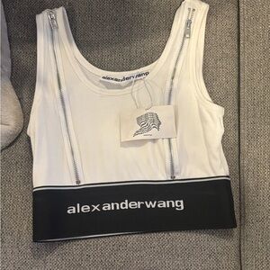 Alexander Wang White and Black Zippered Tank